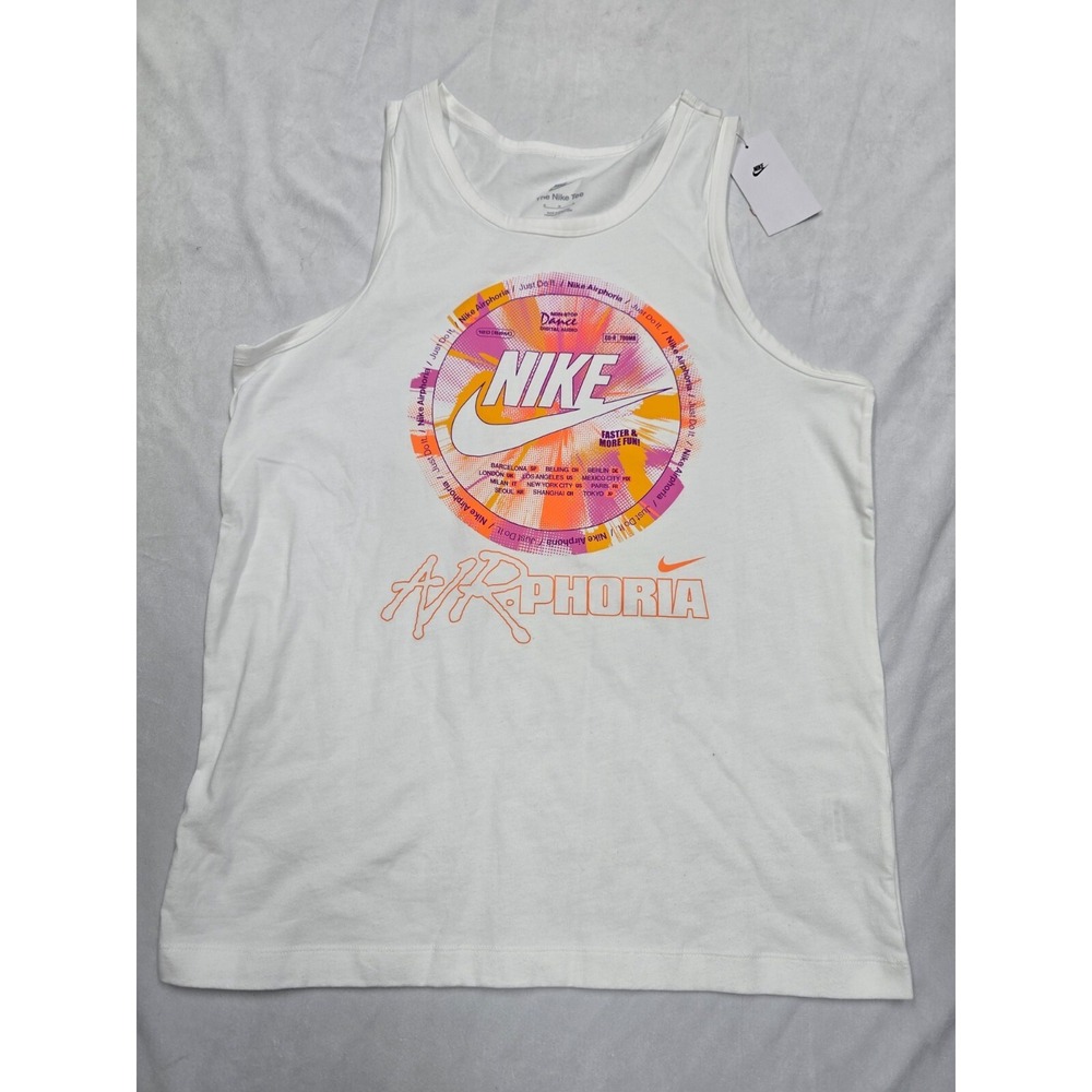 Nike Mens Sportswear Air-Phoria Tank Top White Pink Orange FV3726-100 Size S New